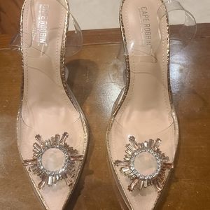 Plexi Heels with crystal emblem on top